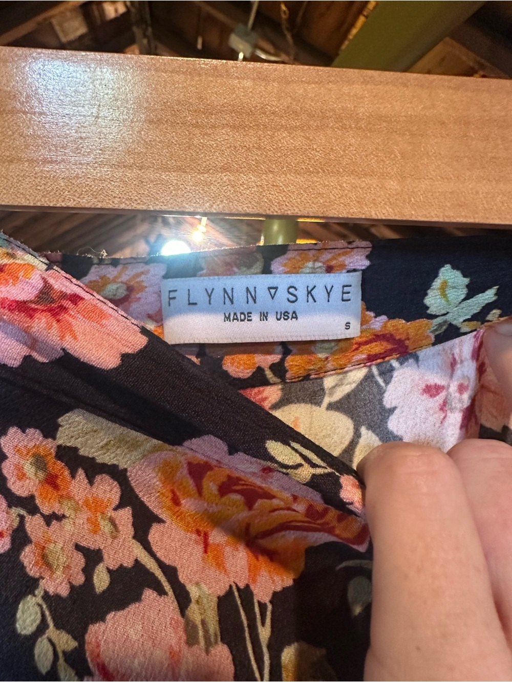 Flynn Skye Black Floral Maxi Skirt with Pink and Cream Blooms - Picture 5 of 5